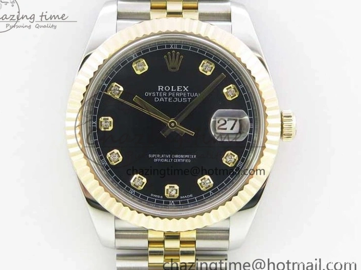 SS Dial Wrapped WWF SS YG 41 Crystals DateJust 3128 on A YG Bracelet SoftTouch Edition Jubilee Best Wrapped Makers 126333 Black 0117
